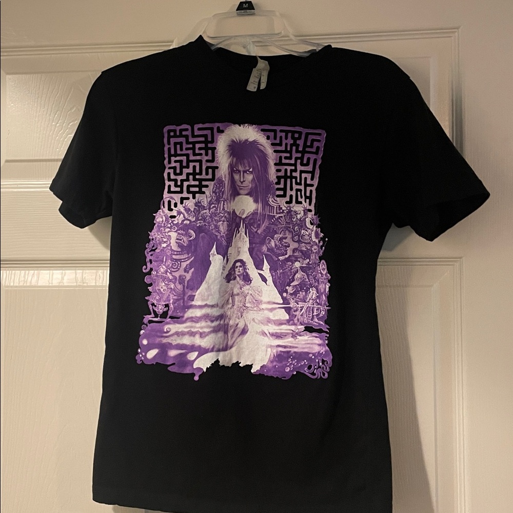 Labyrinth Graphic Tee – Rock Me Tag – Purple Maze Fantasy Movie Shirt (M, 18x28)